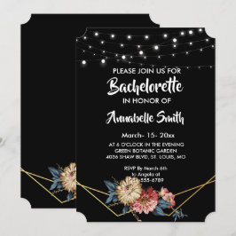Invitación Floral Rustic Magnolia String Luces soltera