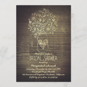 Invitación Floral Rustic Mason Jar Barn Bridal Shower