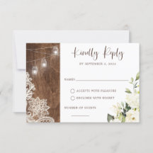 Floral Rustic Wood Lace String Luces Mason Jar