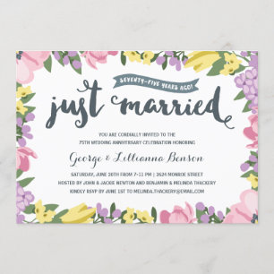 Invitación Floral rústica 75º Aniversario Boda