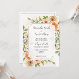 Invitación floral rústica a acuarela de terracota