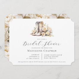Invitación Floral rústica acuarela Boots Bridal Ducha