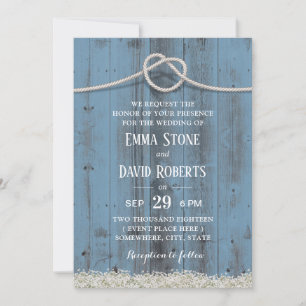 Invitación Floral rústica atando al Boda azul turbio del nudo