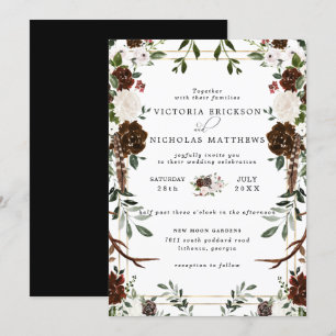 Invitación Floral rústica  Boda Botánico Boho