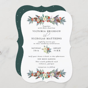 Invitación Floral rústica Boda Botánico de Invierno