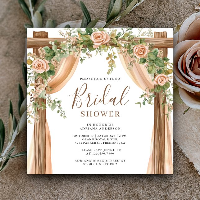 Invitación Floral rústica Boho Wooden Arch Bridal Shower (Subido por el creador)