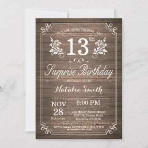 Invitación Floral Rústica de Cumpleaños Sorpresa n