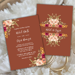 Invitación Floral rústica de terracota acuática otoño