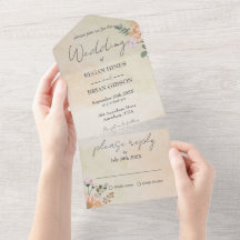 Invitación floral rústica de todos en un Boda
