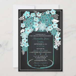 Invitación Floral rústica Mason Jar Chalkboard Bridal Shower