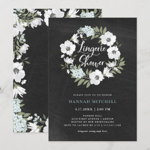 Invitación Floral Rustica Negra y Blanca   Lingerie Shower