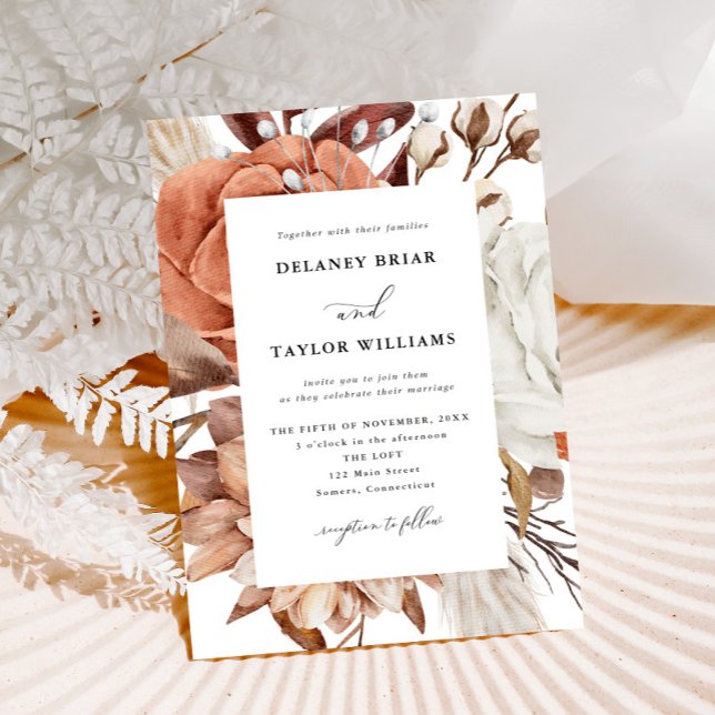 Invitación Floral rústica otoñal, Boda enmarcado (A beautiful design for your Fall Wedding!)