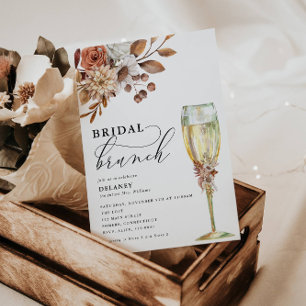 Invitación Floral rústica otoñal, ducha de brunch nupcial