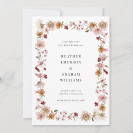 Invitación Floral rústica salva la fecha