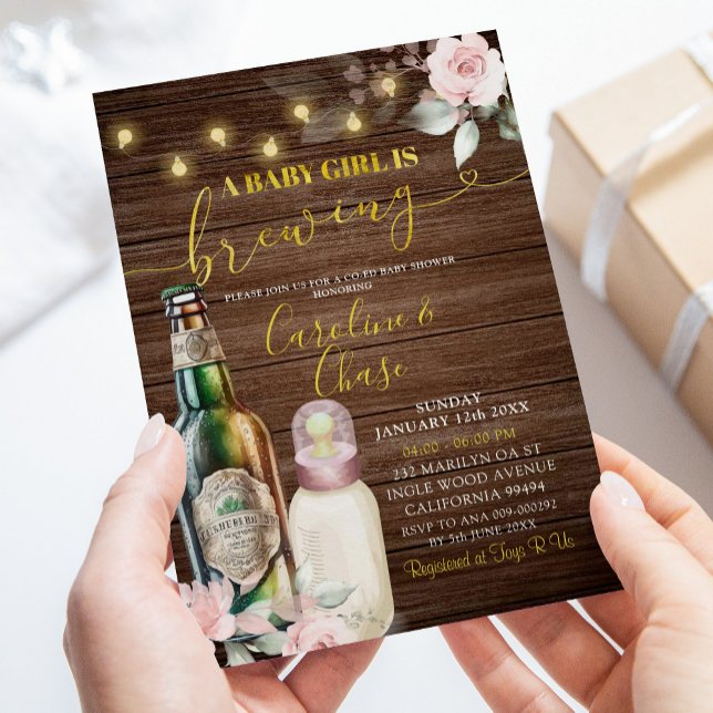 Invitación Floral rústica: una niña bebé elabora Baby Shower (Subido por el creador)
