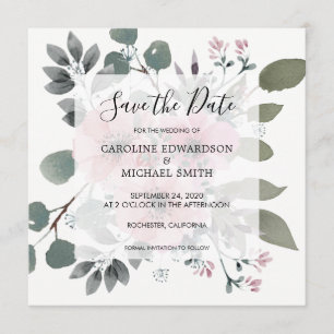 Invitación Floral rustica y elegante acuarela Guardar la fech