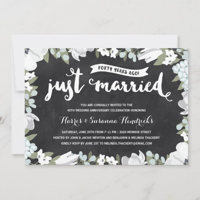 Invitación Floral Rústico | 40º Aniversario de Boda (Anverso)
