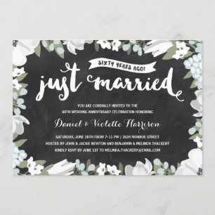 Invitación Floral Rústico 60 Aniversario de Boda
