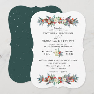 Invitación Floral Rústico   Boda Botánica de Invierno