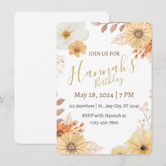 Invitación Floral Rústico para Mujeres – Flores Boho de Otoño