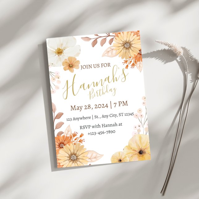 Invitación Floral Rústico para Mujeres – Flores Boho de Otoño (Subido por el creador)