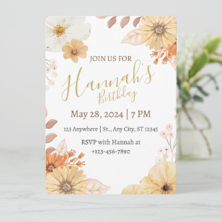 Invitación Floral Rústico para Mujeres – Flores Boho de Otoño