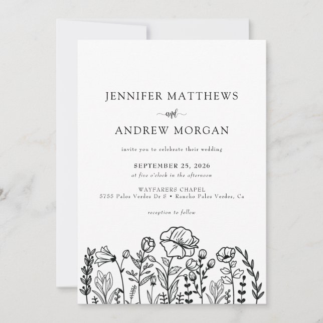 Invitación Floral salvaje | boda de código Qr (Anverso)