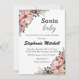 Invitación Floral Santa Baby Navidades Baby Shower