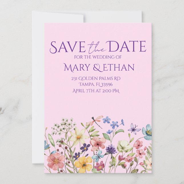 Invitación Floral Save the Date Wedding Invitation  (Anverso)