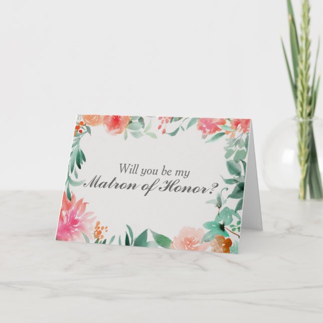 Invitación Floral serás mi atrón de honor (Anverso)