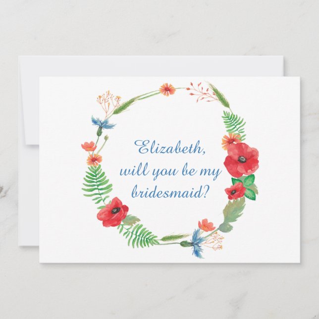 Invitación floral "Serás mi dama de honor" (Anverso)