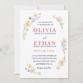 Invitación Floral Silvestre Acuarela Caprichosa de Primavera