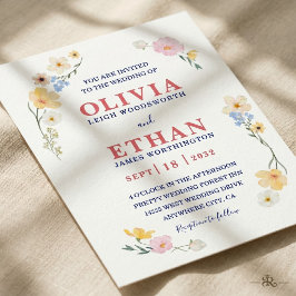 Invitación Floral Silvestre Acuarela Caprichosa de Primavera