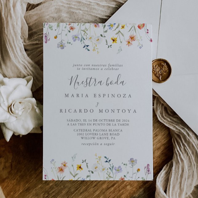 Invitación Floral silvestre multicolor Nuestra Boda Boda (Subido por el creador)