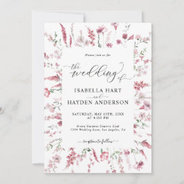 Invitación Floral silvestre Rubor todo en un Boda de código Q