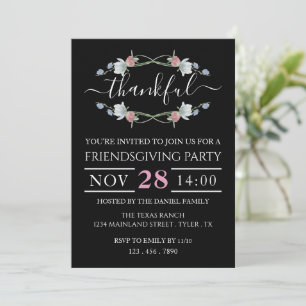 Invitación Floral silvestre Wreath, Fiesta de Acción de Graci
