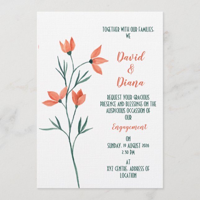 Invitación Floral Simple  (Anverso)