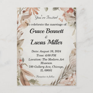 Invitación floral simple a una boda suave