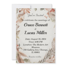 Invitación floral simple a una boda suave