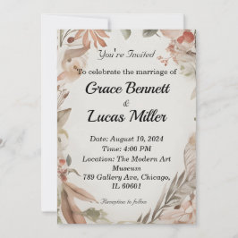 Invitación floral simple a una boda suave