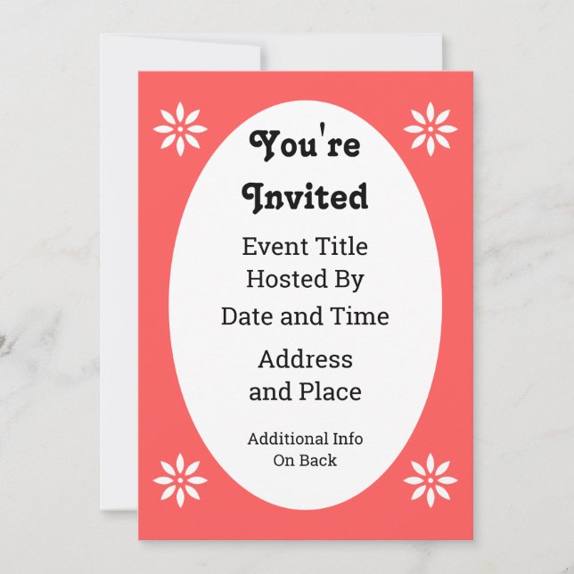 Invitación Floral simple cortada en rojo (Anverso)