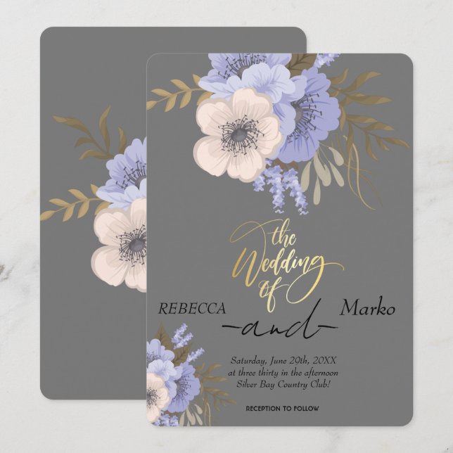 Invitación floral simple minimalista (Anverso / Reverso)