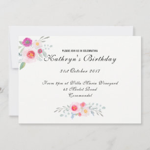 Invitación Floral simple pero elegante, acuarela peónica