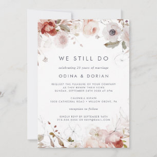 Invitación Floral simple seguimos prometiendo renovación