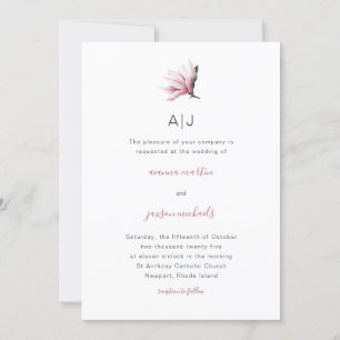 Invitación Floral simple y moderna con Boda monograma