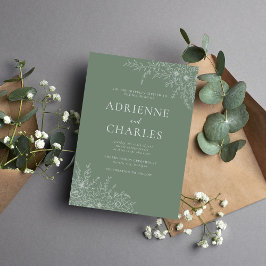 Invitación Floral Simplicity 1 Modern Green Minimal Wedding