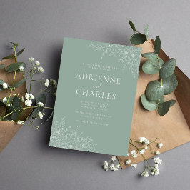 Invitación Floral Simplicity 1 Modern Green Minimal Wedding