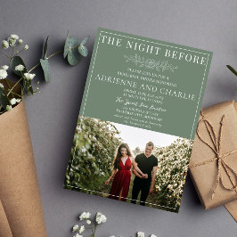 Invitación Floral Simplicity 1 Modern Green Rehearsal Dinner