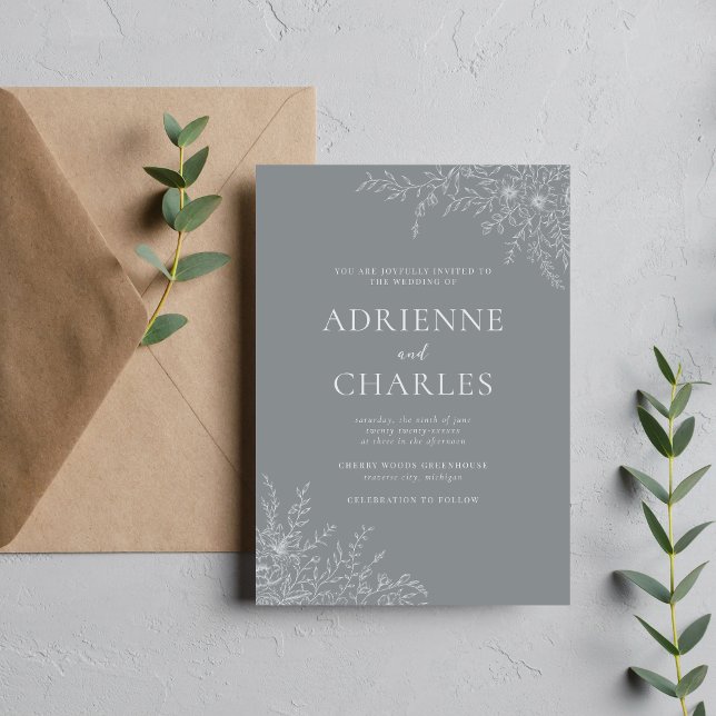 Invitación Floral Simplicity 1 Stone Gray Minimal Wedding (Subido por el creador)