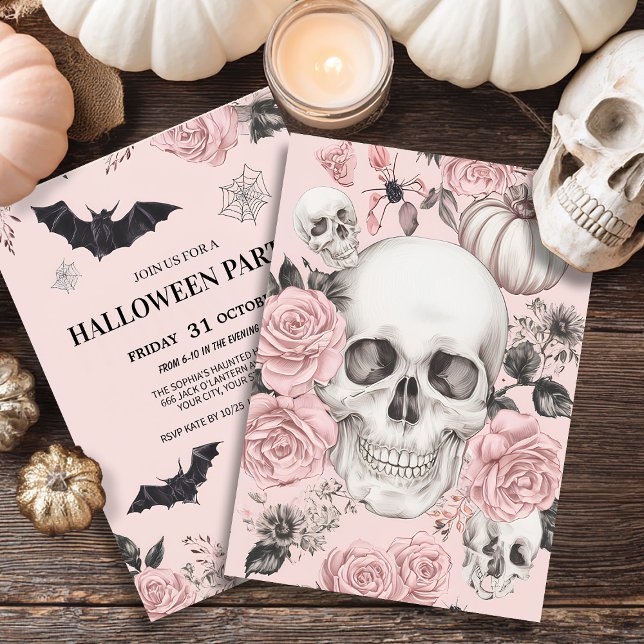 Invitación Floral Skull Halloween (Subido por el creador)